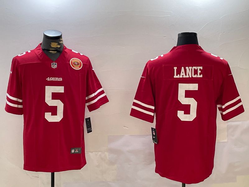 Men San Francisco 49ers #5 Lance Red Second generation 2024 Nike Limited NFL Jersey style 11